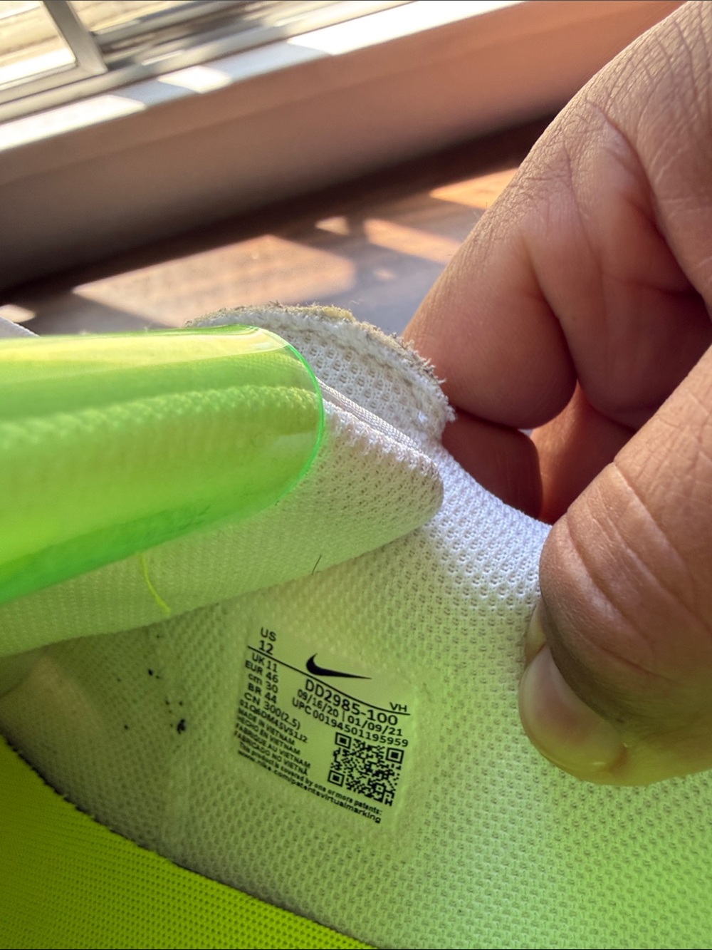 Nike Air Max Sneakers in White with Neon Green & Bright Orange Swoosh - Picture 5 of 6